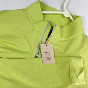 Peter Millar Lime Green Quarter-Zip Top large NWT